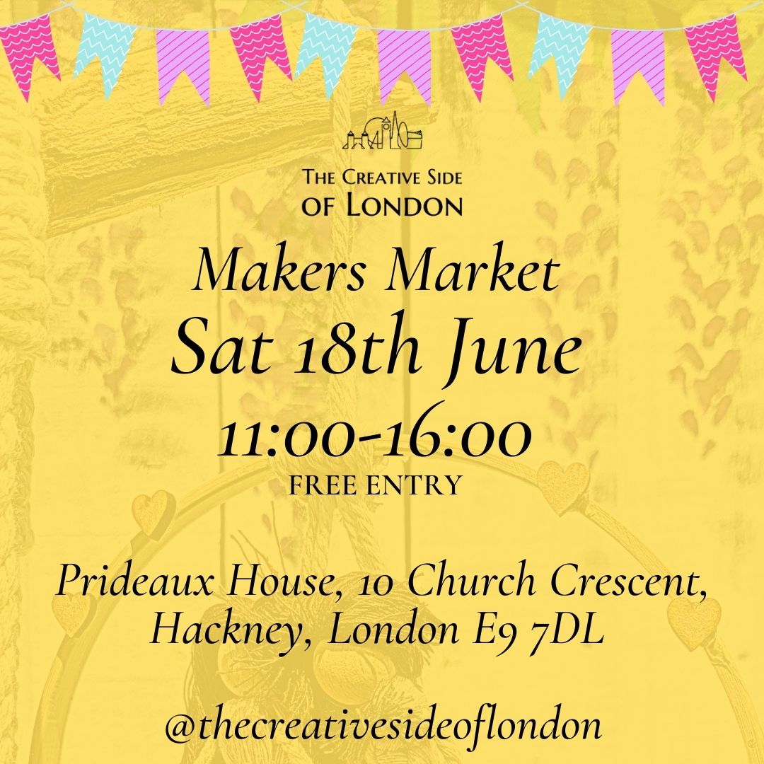 CreativesideLDN's tweet photo. Come and support your local makers this Saturday At @Prideaux_House 
Free entry And lots to shop, homeware, Mum &amp; Baby fashion  candles, plants and lots more

#thecreativesideoflondon #ShopMyCloset #UK #handmade https://t.co/QZXLXsEhvj