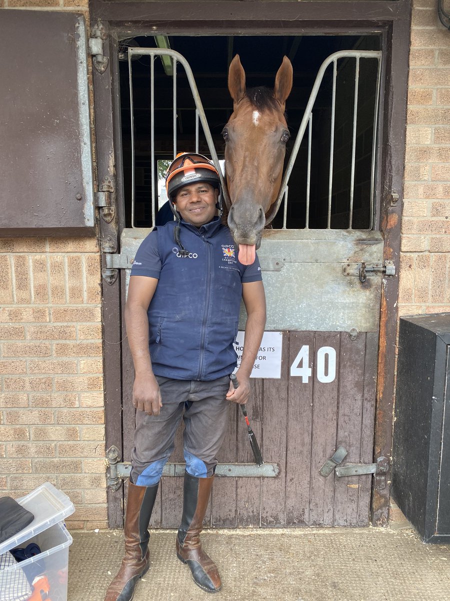 kierstenduke's tweet photo. #Addeybb’s response when asked about the lack of rain ahead of #RoyalAscot week! Pictured here with his doting rider and groom, Safid Alam https://t.co/C4jEJXtsHD