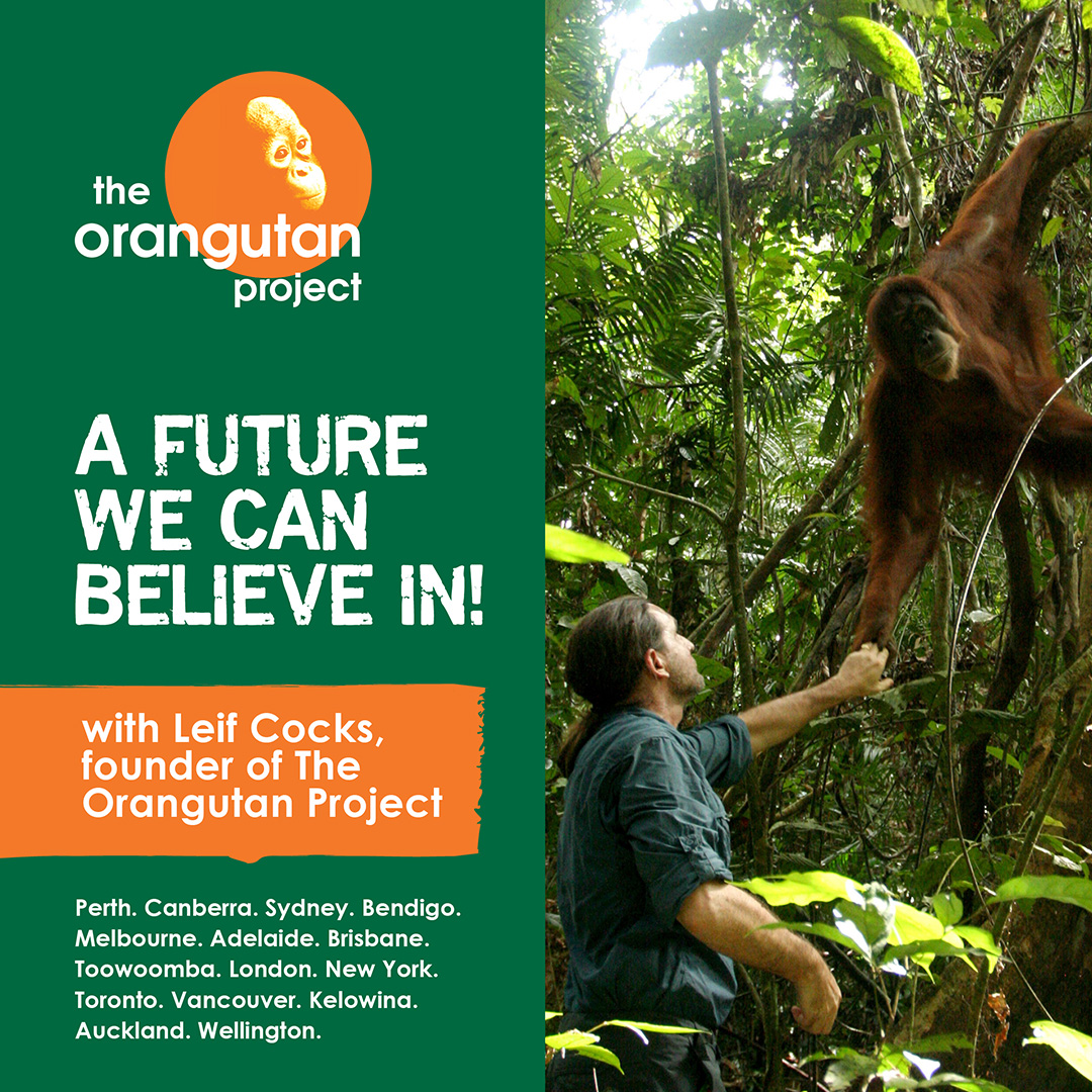 OrangutanTOP's tweet photo. Have you bought your tickets yet? Our event 'A Future We Can Believe In' is in three days in Perth, WA!  #LeifCocksOAM will talk about what we can all do, right now, to help save orangutans and their rainforest homes. Book here: https://t.co/N2cOwEj5Q9

#TheOrangutanProject #TOP https://t.co/FM2Rv8BbtO