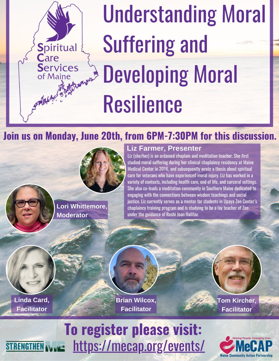 Join us for a discussion on Understanding Moral Suffering and Developing Moral Resilience on Monday, June 20th, from 6PM - 7:30PM. To register please visit: mecap.org/events