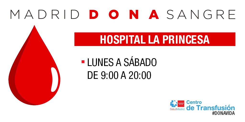 Desde el #HospitaldeLaPrincesa nos unimos a esta Semana la Donación de sangre.🩸
Acércate y ayúdanos con tu solidaridad a "petar" nuestro Donómetro 
<a href="/Madridonasangre/">Centro de Transfusión🩸</a>