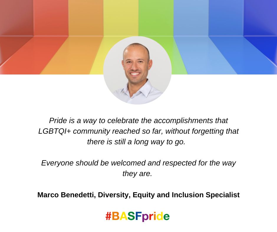 BASFCorporation's tweet photo. It’s #PrideMonth, and we love to see all these stories, quotes, and messages from our colleagues in the LBGTQ+ community and allies. Our diverse community means a lot to us and their perspectives are important for not just us but for everyone.  #BASFPride #MakeYourOwnRainbow https://t.co/3xZR2QZ44i