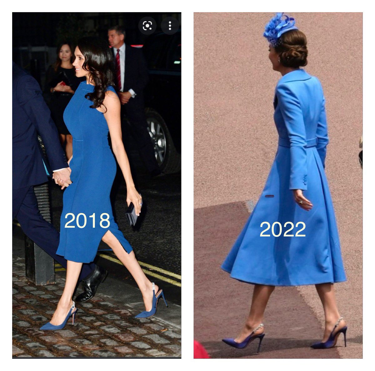LuckyRevin's tweet photo. For context, Original vs KOPY. #kopykat has been tryin 2 kopy #MeghanMarkle styles and fashion since the time she was forced out of the βfirmβ. Her tormentors r gaslighting her ever since. Kopying everything from fashion, modus operandi, charity works, business model! Evrything!! https://t.co/NdIrrTHafO
