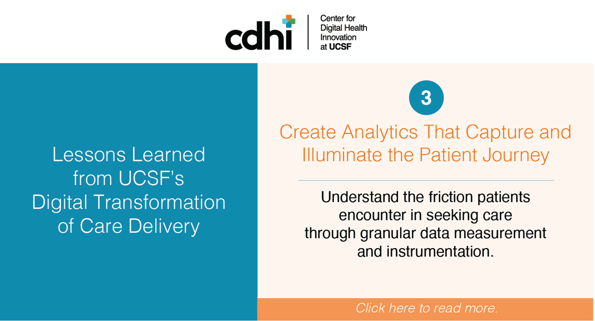UCSFCDHI's tweet photo. Digital Transformation of Care Delivery - Lesson 3/9: By analyzing a patient's journey &amp; understanding any friction, @UCSFCancer patients can find care &amp; schedule themselves more quickly. Find out how: https://t.co/ERIx9YhpOP #digitaltransformationlessons #digitalhealth #cancer https://t.co/QrPdlI1qOl