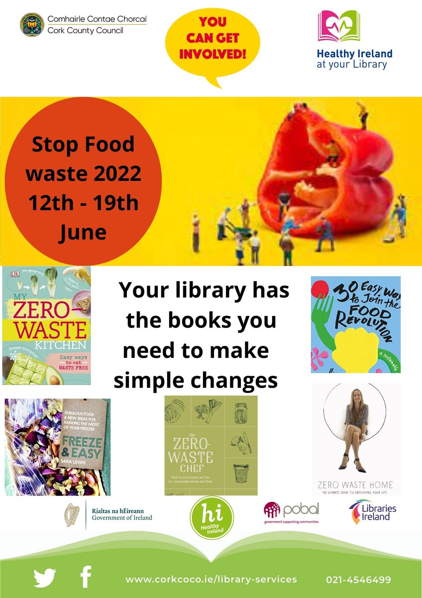 Stop Food Waste Week is raising awareness about food waste. Your library has the books you need to make simple changes to reduce your food waste, both in libraries & on Borrowbox! @Corkcoco @LibrariesIre @HealthyIreland
#PlanToStopFoodWaste #MyWaste #HealthyIrelandatyourLibrary