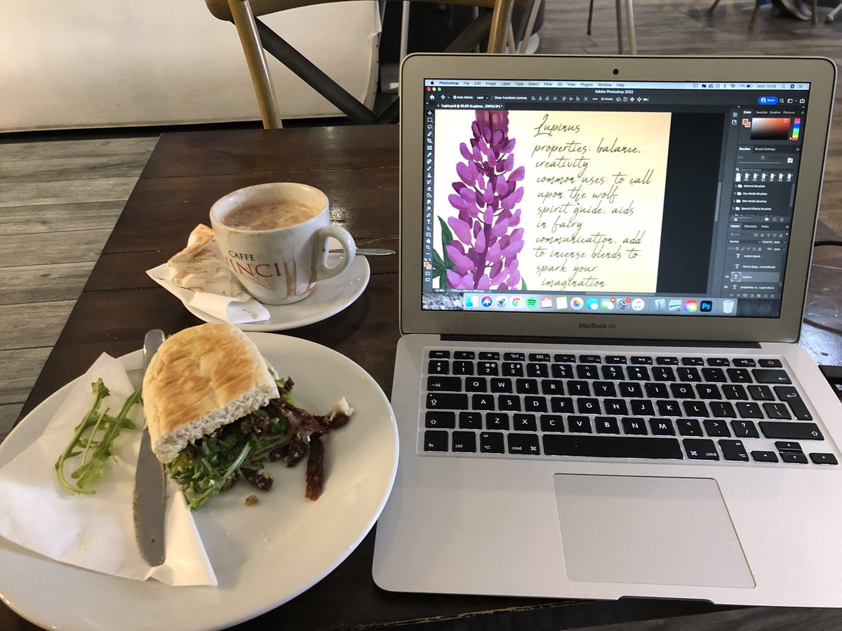 Floralfables's tweet photo. Spending the morning #illustrating in a lovely Italian cafe. #lupinflower #illustrator #freelance #floralillustration https://t.co/3DIy4C2AXb