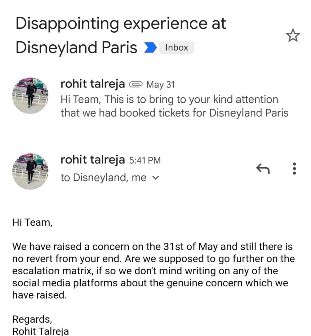 tajrohit1's tweet photo. We have been following up for this issue since a long time with no response @DisneylandParis @Disneyland @DisneyParis_EN @DLPHelp @DLPNewsEN https://t.co/SrlpSS2rW8