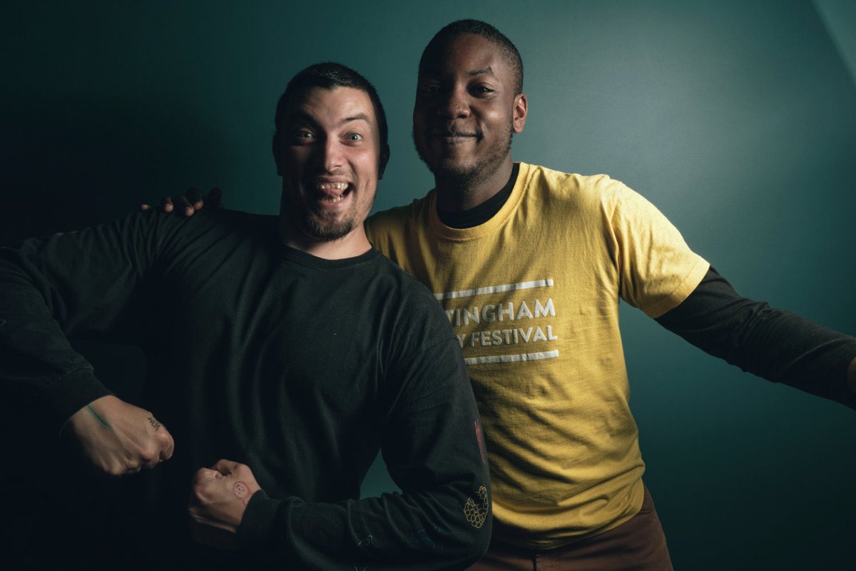 NottmPoetryFest's tweet photo. More splendid snaps taken by the super Fabrice Gagos @SamaelGore during Nottingham Poetry Festival this year 😁 featuring our Zach and Tom! #NPF22 https://t.co/aCtEEvc7ZE