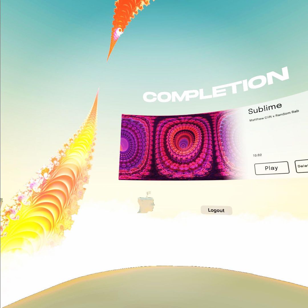 gm Completion fam! ❤️

Hope you all are having a stellar week! 

Everyone experiencing Completion in our app will now begin their journey in a new mesmerising lobby! Standing atop your head, with a view over the clouds, while a fractal stretches to infinity.🥽🔥

#VR #VRNFTs
