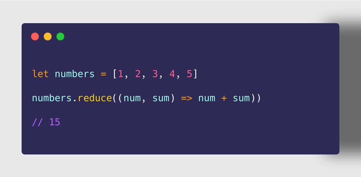 ➌ Array.prototype.reduce()➤ Use Case To iterate through each element in the array Perform a task on each element which accumulates the previous returned value with current element to return a new value➤ Example➀ Sum of all items➁ Max of all items