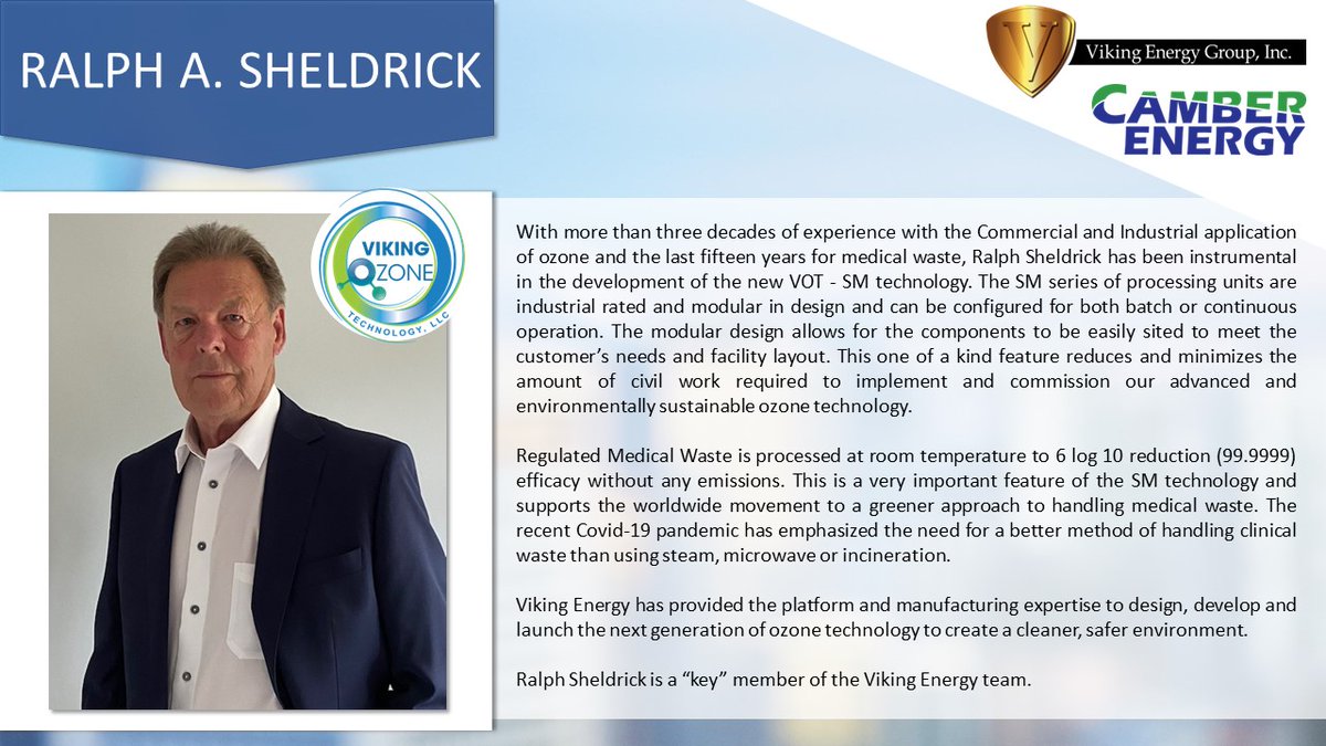 We are pleased to introduce you to Ralph Sheldrick. Ralph has been instrumental in the development of the new VOT-SM technology and is a key member of our team.