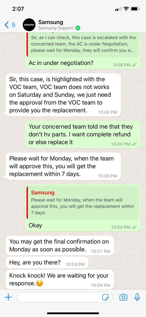 anupamps's tweet photo. @SamsungIndia @Samsung Really disappointed with the After Sales service. Calls are being ignored and deliberately delayed to harass senior citizens. They don’t even have replacement parts nor giving full replacement unit since its bought just 2 months ago &amp; also no temp replaceme https://t.co/SnxQSARo6L