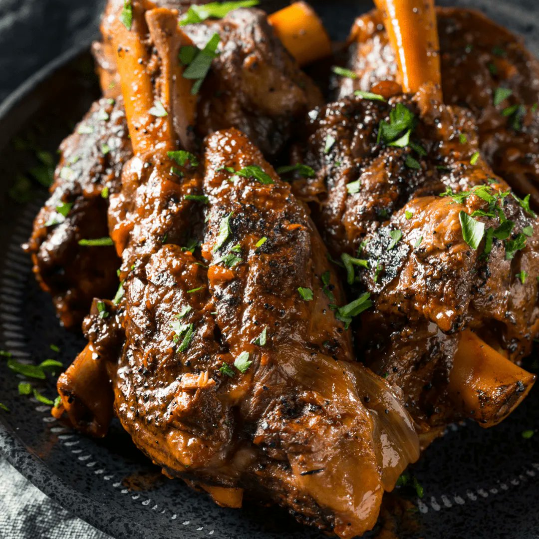 Mediterranean-spiced braised lamb shanks, cooked in red wine and fresh herbs. buff.ly/3msF5q4
