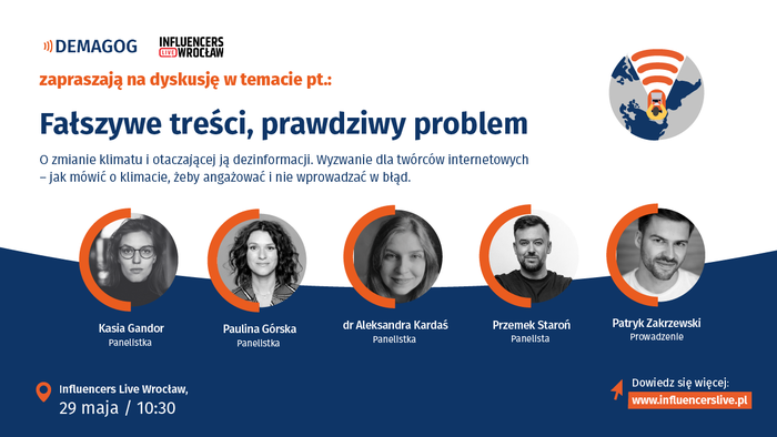 DemagogPL's tweet photo. ⏰Jutro o 19:00 obejrzycie retransmisję z fantastycznego panelu @ilwroclaw! 

Zapraszamy do posłuchania dyskusji @KasiaGandor, @paulina__gorska, @aekardas i @przemek_staron, prowadzonej przez @zakrzewskipat - o tym, jak mówić prawdę o zmianach klimatu.

ℹ️ https://t.co/DK7YO7CIfo https://t.co/1AiU0nNdAV