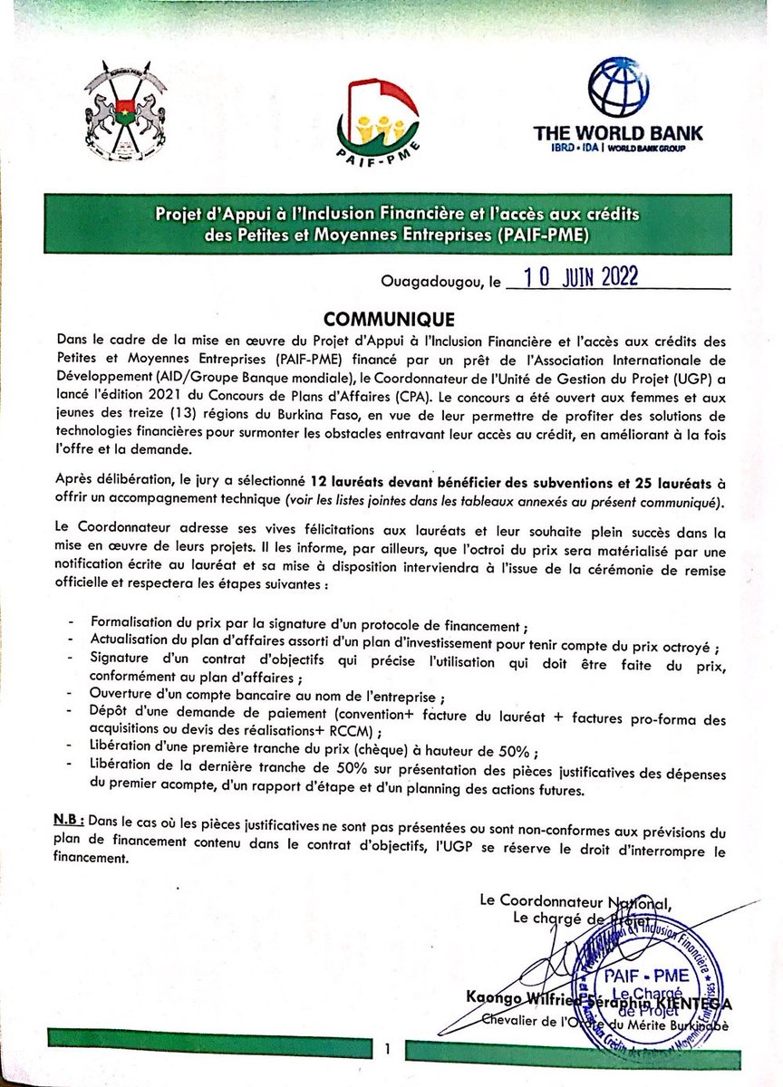 PmeBf's tweet photo. Les résultats de la compétition des Plans d'affaire PAIF-PME https://t.co/LCtjLEJCYl