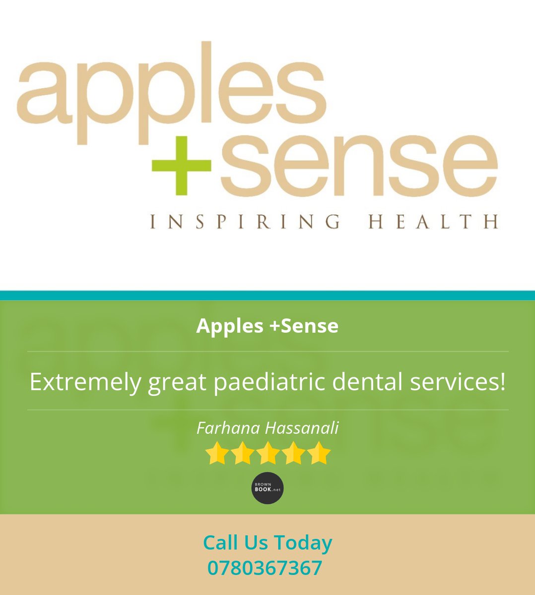 ApplesAndSense's tweet photo. 5 Star: Farhana H. "Extremely great paediatric dental services!" https://t.co/3grlvw1fea https://t.co/N2EiLTE0Jf
