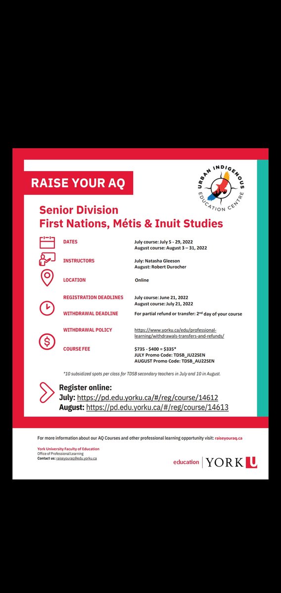 This is a fantastic opportunity to #RaiseYourAQ #FNMIstudies @FESI_YorkU Thank you, Miigwech & Maarsi @UIEC_Tdsb @rjdurocher @TanyaSenk 🧡 🙏🏼