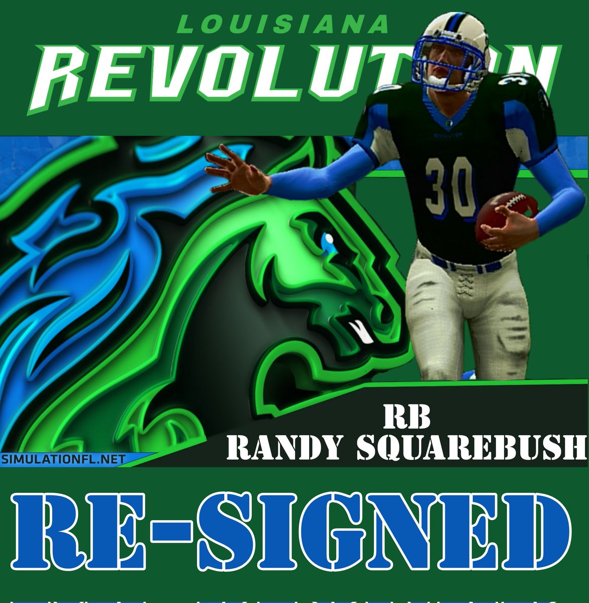 SFLRevolution's tweet photo. The time is now! He holds every major @SimulationFLm rushing record and now he gets to man the backfield in the pros on his own. #SFLmGOAT #RevUp #StackingVictories #StackingTalent @simulationfl https://t.co/jEnAhAjzUv