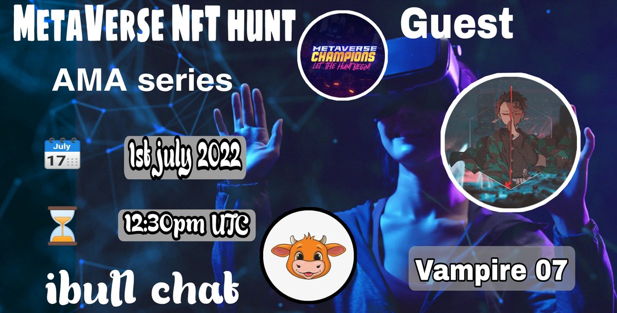 MetaVerse099's tweet photo. We are pleased to announce our  #AMA with  @ibullswap
on 1st July 2022, Friday
 at 12:30 pm UTC

💰 Reward Pool: 100$ tokens

📍 Venue: https://t.co/umAylzBl0U
🧚🏻‍♀️ Requirements:

✨ Follow @MetaVerse099 &amp; @ibullswap

✨ Like &amp; Retweet

✨ Comment Good Questions https://t.co/cSbveUuJVl