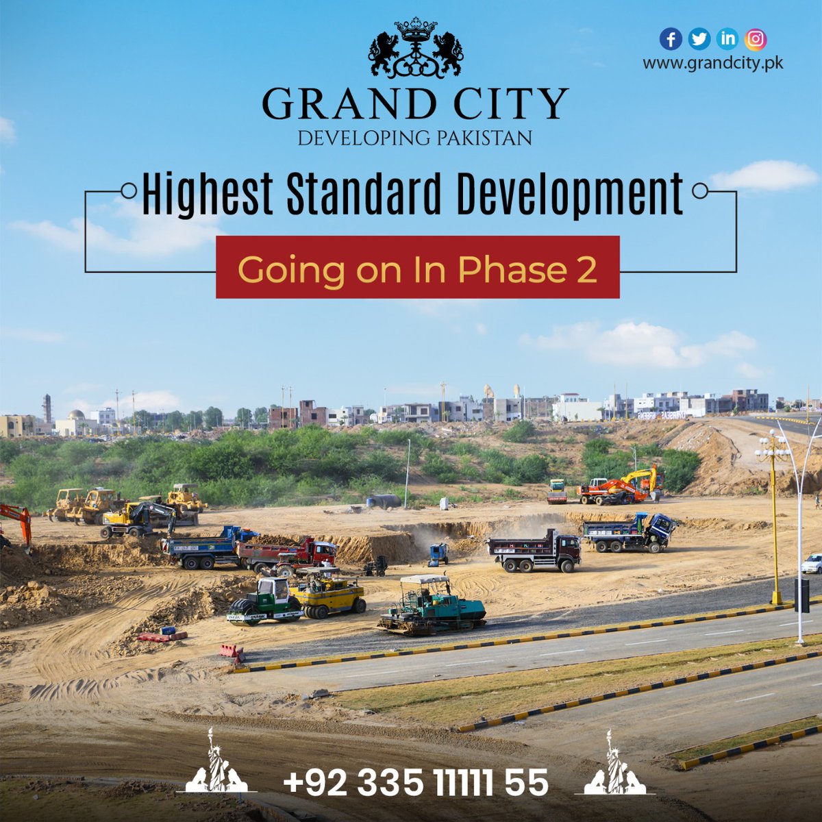 gckofficial's tweet photo. Expeditious Development Is Going on In Phase 2 with Full Dedication and Without Any Compromise on The Highest Standard of Development Work! 
Heavy Machinery Is fully deployed in Phase 2. Main Boulevard has been nearly completed whereas rapid development is taking place. https://t.co/xtHcHTdApU
