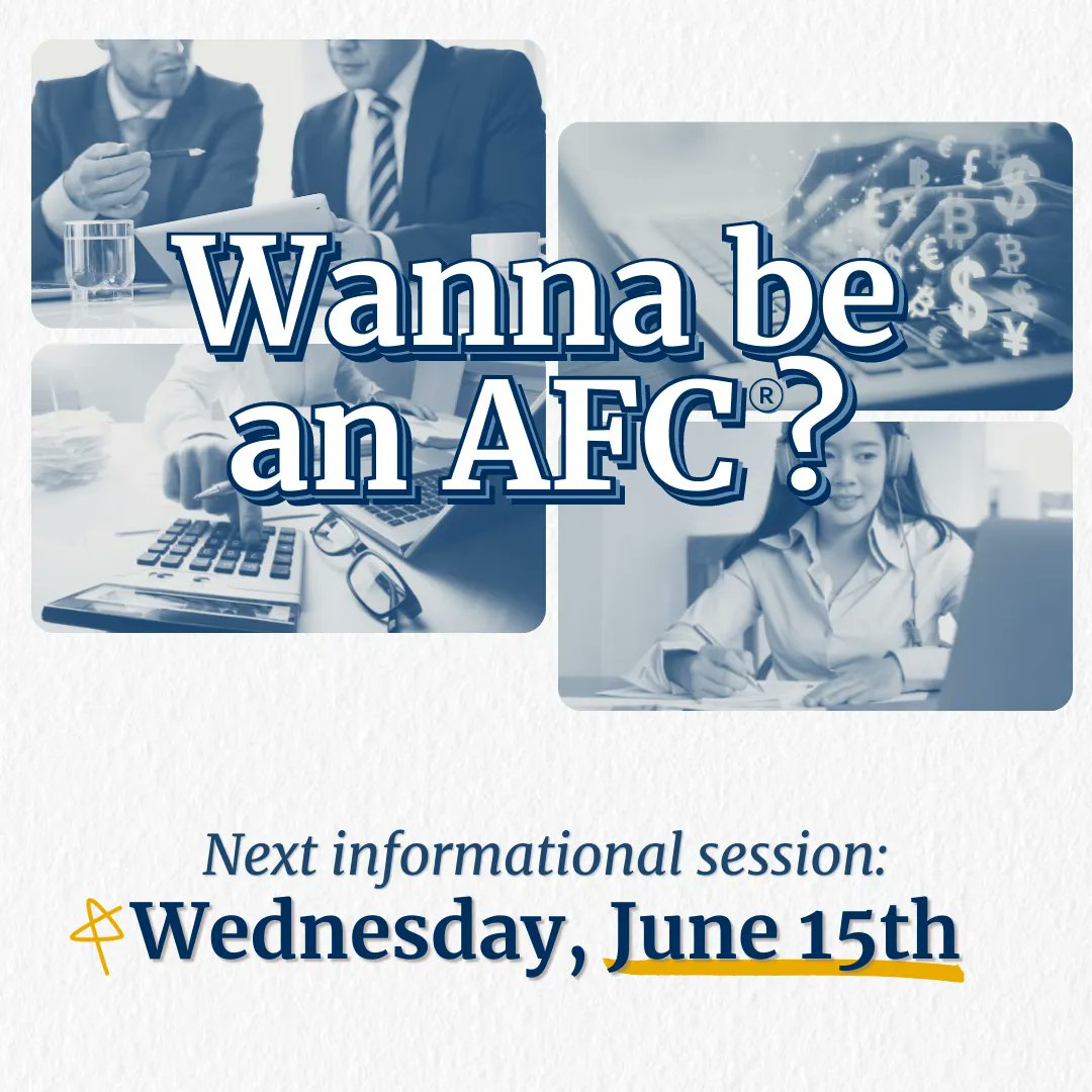 Are you interested in becoming an #AccreditedFinancialCounselor (AFC®) but not sure if it’s right for you? 🤔

Join us for a no-pressure, informative session next Wednesday at 3 PM est! All you need to bring are your questions 👏

👉 buff.ly/39ZtZG5