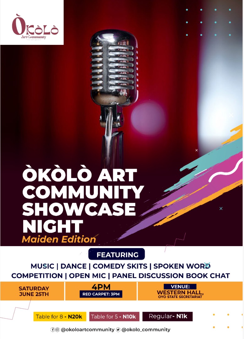 jaymeevia's tweet photo. Hi there,
We are excited to you to inform you that the Okolo Art community Maiden edition Showcase night will be holding on Saturday, 25th June💃🏾💃🏾💃🏾.
Click on the link below to register!!!
https://t.co/KgDQp30OEq

#ABAT #Burnaboy #obicubana #GetYourPVC https://t.co/vxdzi7lThd