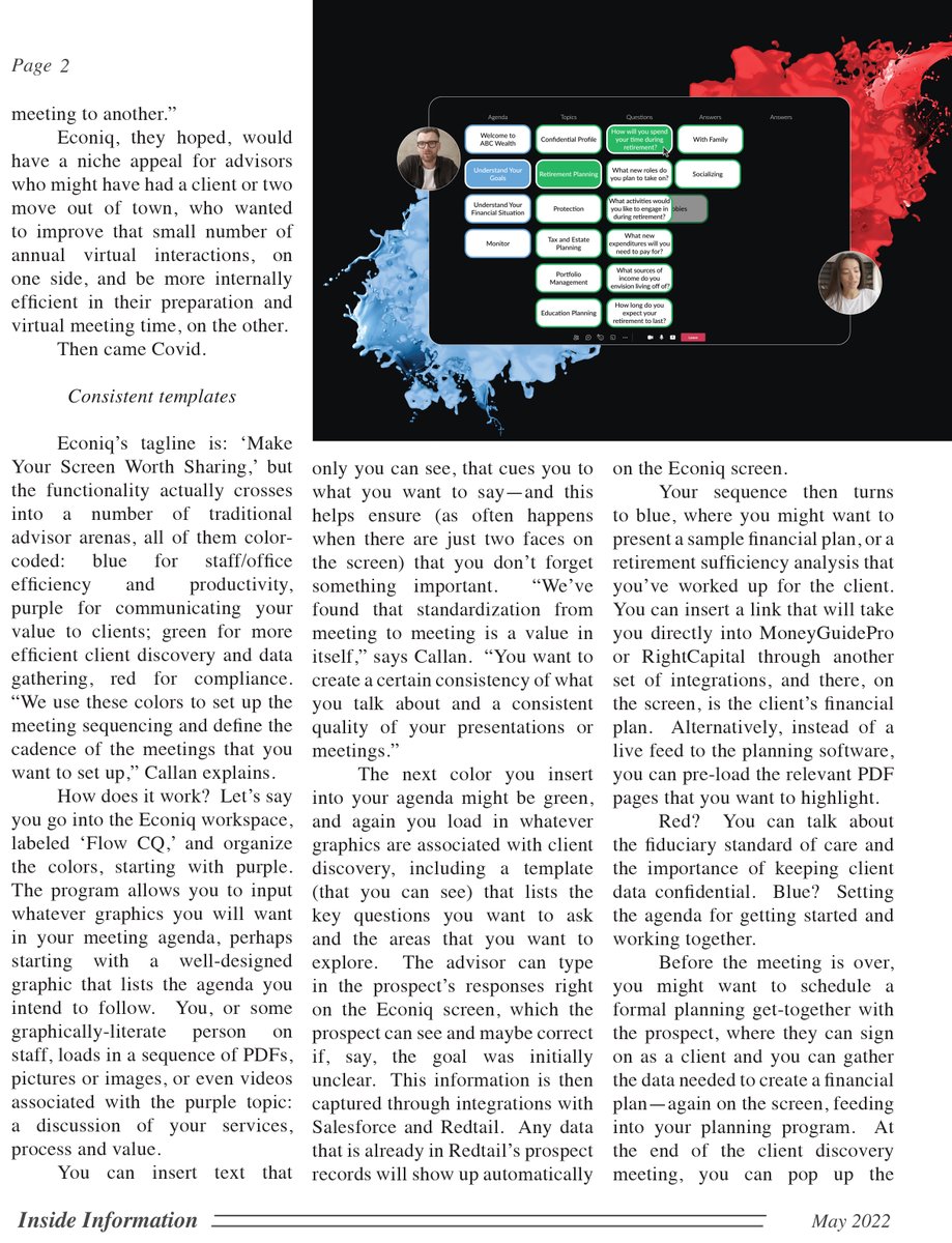 TheMeetingsHub's tweet photo. The May 2022 edition of @BobVeres' Inside Information, described The Conversation Hub as "a new program that you never realized you needed…"
 
Get in touch to find out why.
 
#visualengagement #theconversationhub #virtualmeetings #wealthtech #wealthmanagement #financialadvice https://t.co/TswlRfQrRG