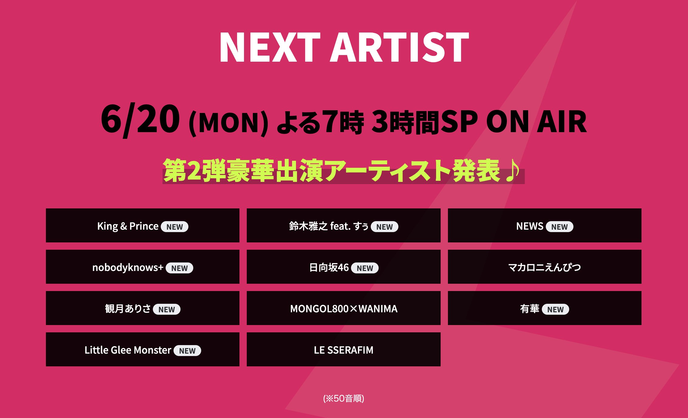 6月日放送 Cdtv は3時間スペシャル ゆず King Prince Le Sserafimら出演者をチェック Twitter