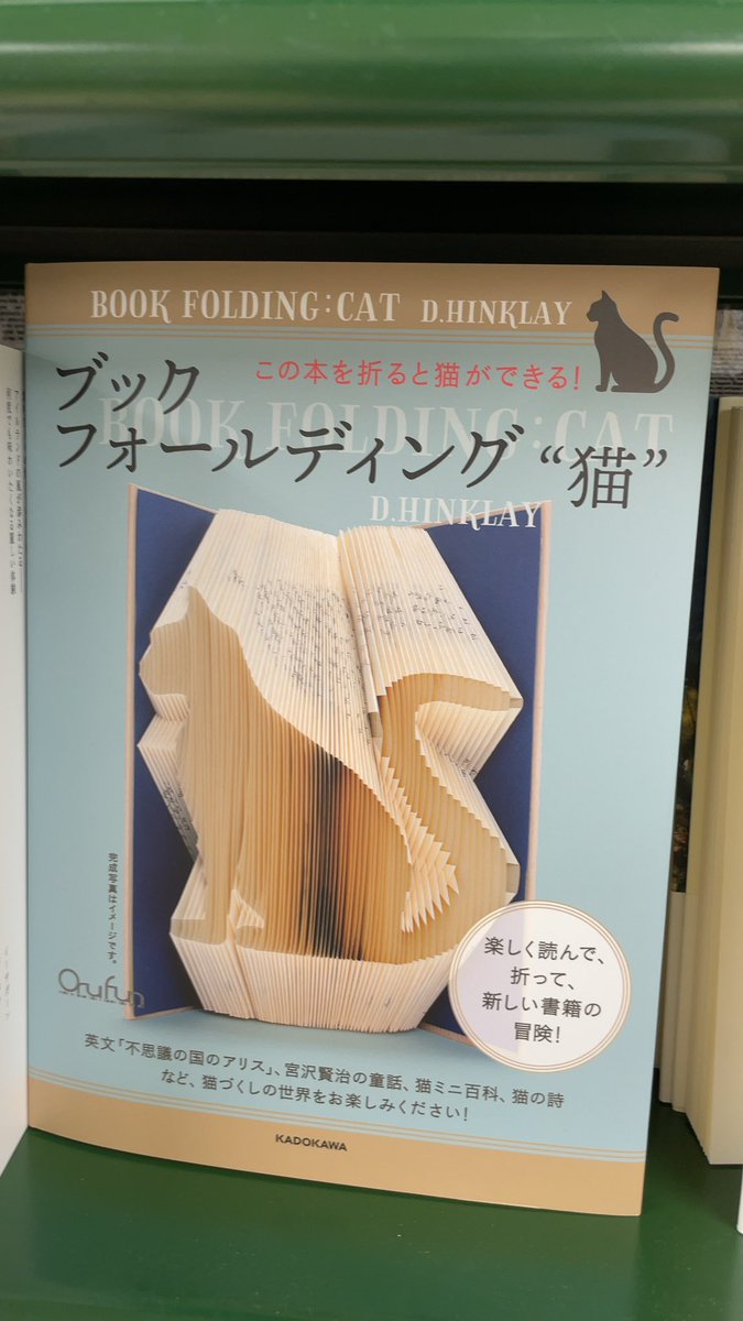 horindobaba's tweet photo. 【新刊】『ブックフォールディング“猫”　この本を折ると猫ができる！』（Ｄ．ＨＩＮＫＬＡＹ／著　ＫＡＤＯＫＡＷＡ　2,530円）
読んでよし。折ってよし。折って下さいと言われても少し罪悪感… https://t.co/Fobp40BCMg