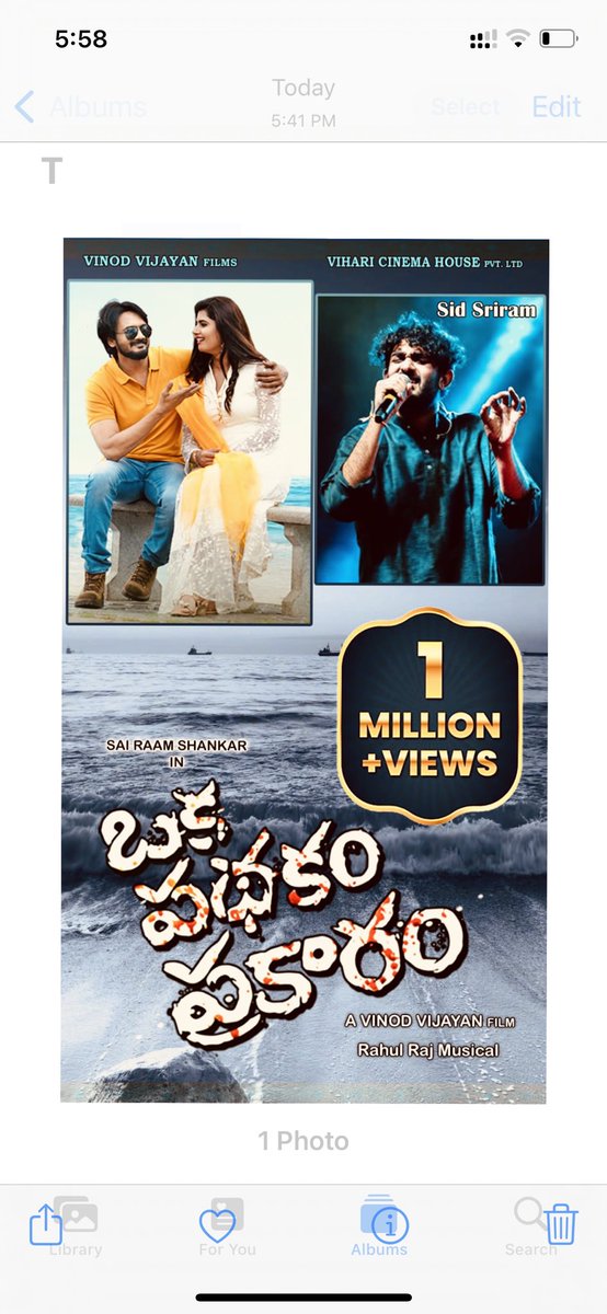 Sai Raam Shankar సాయిరామ్ శంకర్ (@sairaamshankar) on Twitter photo Thank you all 🙏😍😍 The soulful Melody #OsaarilaaRaa lyrical song From #OkaPathakamPrakaram Hits 1️⃣ Million Views 🥳💕
⏯: youtu.be/wz7kZCt2Fnw
🎙 <a href="/sidsriram/">Sid Sriram</a>
🎶 <a href="/rahulrajt/">Rahul Raj</a>
🎬 #VinadVijayan
<a href="/iamashimanarwal/">Ashima Narwal</a> <a href="/thondankani/">P.samuthirakani</a> <a href="/asliShrutiSodhi/">Shruti Sodhi</a> <a href="/GopiSundarOffl/">Gopi Sundar</a> <a href="/Pattnammakeup/">Pattanam Rasheed Makeup Academy</a> Thank you all 🙏😍😍 The soulful Melody #OsaarilaaRaa lyrical song From #OkaPathakamPrakaram Hits 1️⃣ Million Views 🥳💕
⏯: youtu.be/wz7kZCt2Fnw
🎙 <a href="/sidsriram/">Sid Sriram</a>
🎶 <a href="/rahulrajt/">Rahul Raj</a>
🎬 #VinadVijayan
<a href="/iamashimanarwal/">Ashima Narwal</a> <a href="/thondankani/">P.samuthirakani</a> <a href="/asliShrutiSodhi/">Shruti Sodhi</a> <a href="/GopiSundarOffl/">Gopi Sundar</a> <a href="/Pattnammakeup/">Pattanam Rasheed Makeup Academy</a>