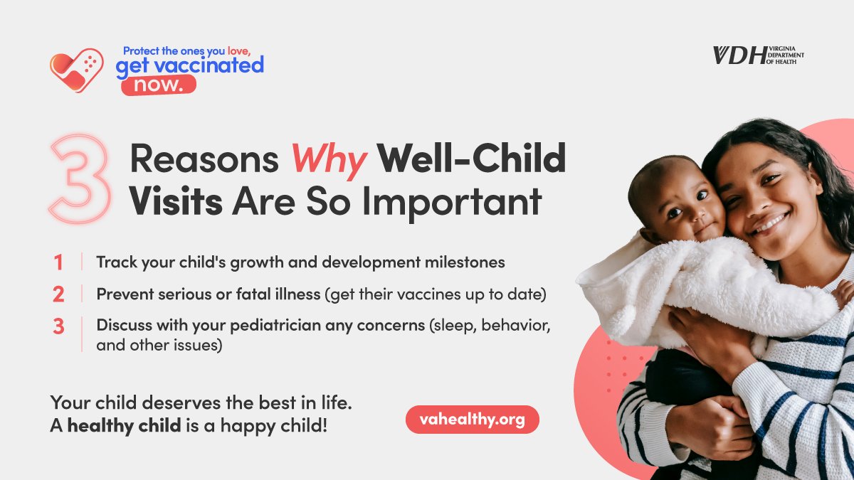 VAhealthy's tweet photo. Reminder to bring your kids in for a Well Visit, use the link in our bio to find a doctor near you! ❤️ https://t.co/v0w1y5mulw