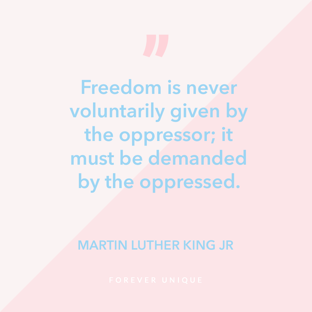 BeForeverU's tweet photo. Freedom must be demanded! Remember the words of Dr. Martin Luther King Jr. as we celebrate #Juneteenth #BlackHistory #AmericaHistory #ForeverUnique #MLK #Juneteenth1865 https://t.co/rYvrovwCSs