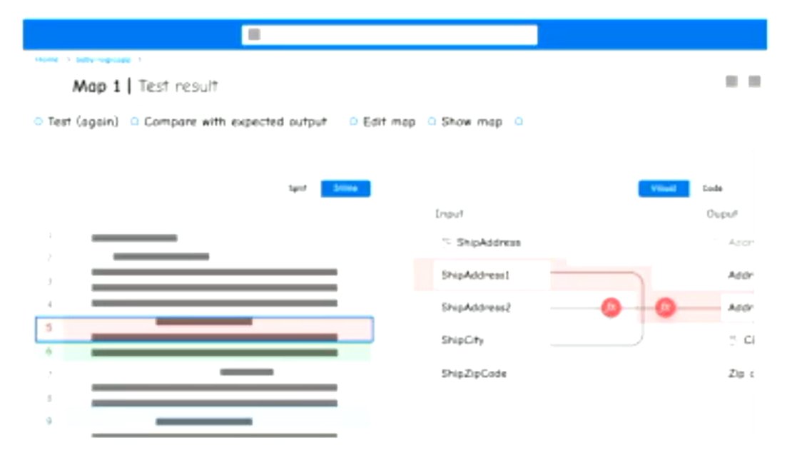 SimonEmmRivas's tweet photo. We got a glimpse of the wireframe of the future Data Mapper of Logic Apps at  #integrate2022. Supposed to allow mapping from any format to any format among JSon, XML and Flat file, can't wait to see it live https://t.co/QnAqAzXdBD