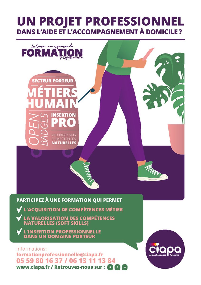 ciapa_64's tweet photo. Le Ciapa propose une formation “Initiation aux métiers d'aide et d'accompagnement à domicile”, pour découvrir les métiers de l’aide à la personne à domicile, et contribuer à déclencher des réponses à des offres d'emploi, de stages, d'apprentissage, ou de formations diplômantes. https://t.co/pSJZJz9LTW