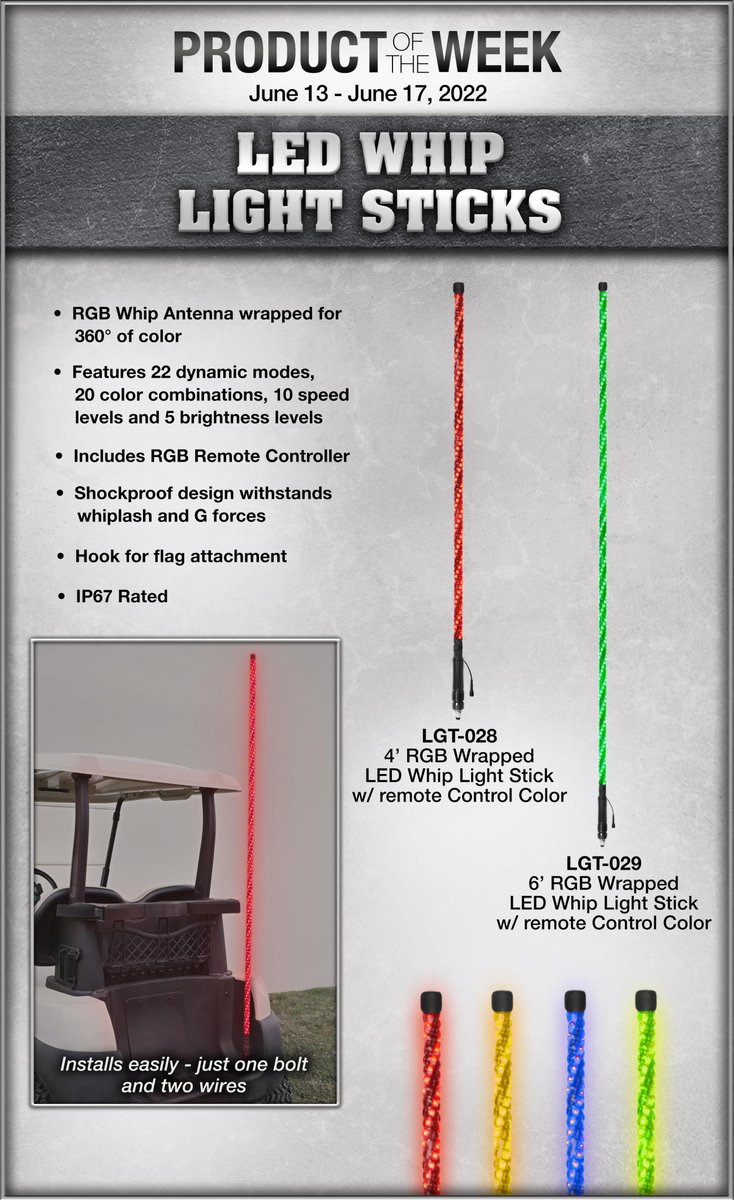 Red Hawk Product of the Week 6.13.22-6.17.22. Check out our LED WHIP Light Sticks! Please contact your Red Hawk dealer for pricing and availability.