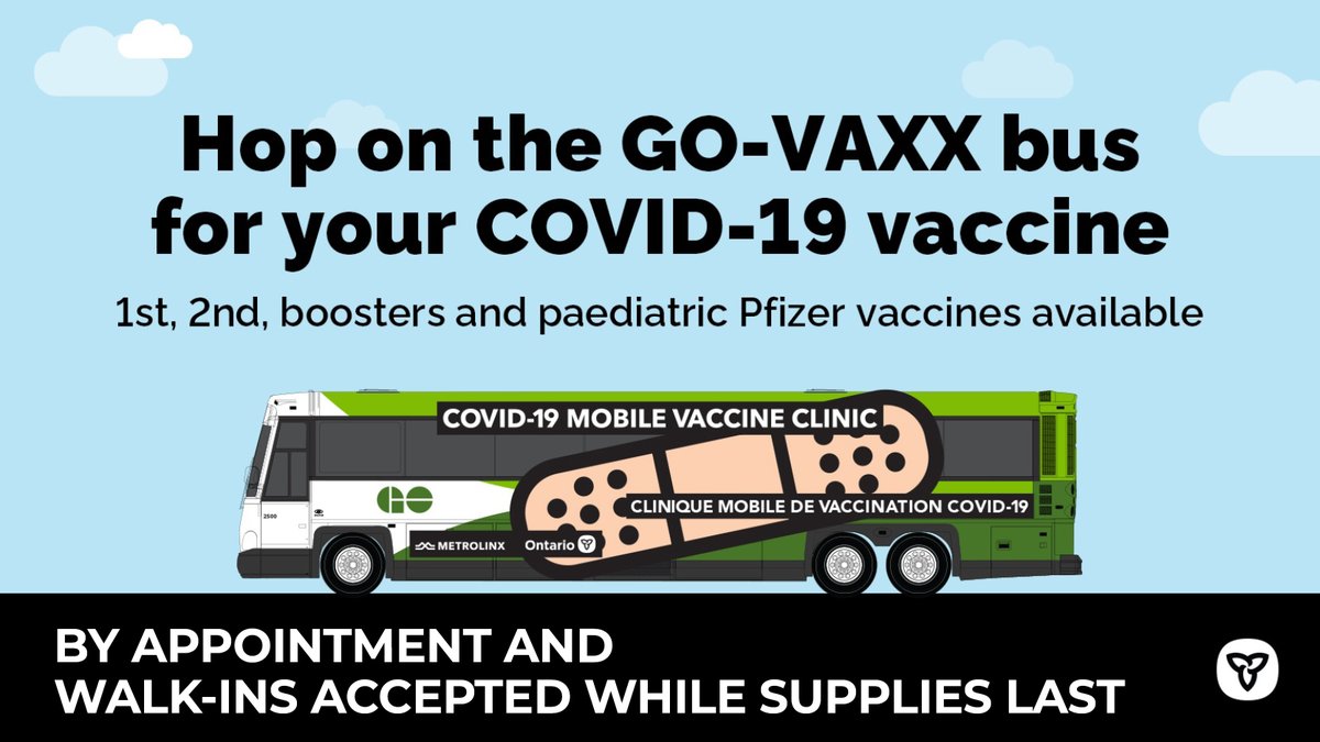 Hey #Thornton! The #GOVAXX bus is stopping by the Thornton Crossing Plaza, 4171 Innisfil Beach Rd, TODAY from noon to 7pm. You can get your #COVID19Vaccine or booster (all doses available, incl. paediatric &amp; 4th). For more details, visit smdhu.org/GetVaccinated