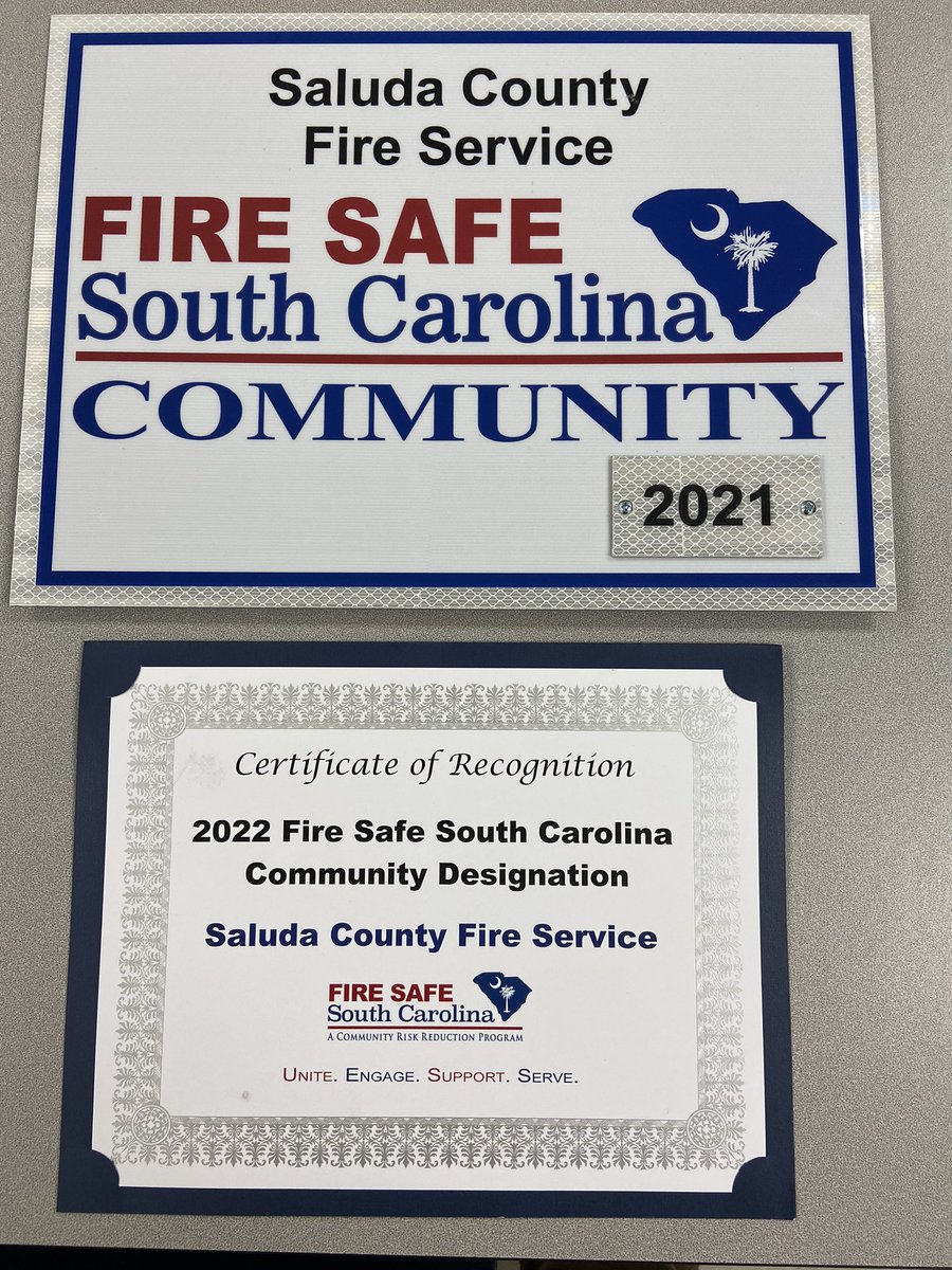SCFS_PIO's tweet photo. Over the weekend SCFS was presented with the Fire Safe Community Award along with several other departments throughout the state. This is the first year Saluda County Fire Service has received this award, and we are currently working on receiving the award next year. https://t.co/4XpaknvpAD