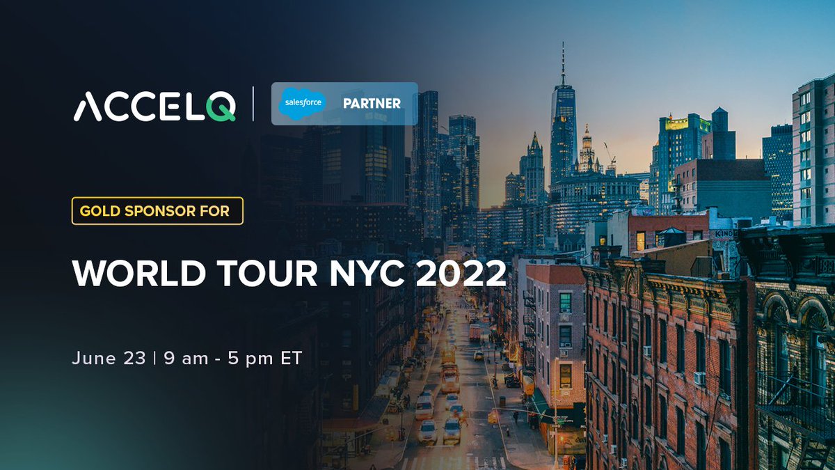 🤩 We're excited to announce that ACCELQ will be a Gold sponsor at World Tour NYC by Salesforce on Thu, June 23! 

Visit the ACCELQ at Booth.209 to learn how to perform #nocode Salesforce #testautomation lighting fast and easy, just like #salesforce

More details in the comments!