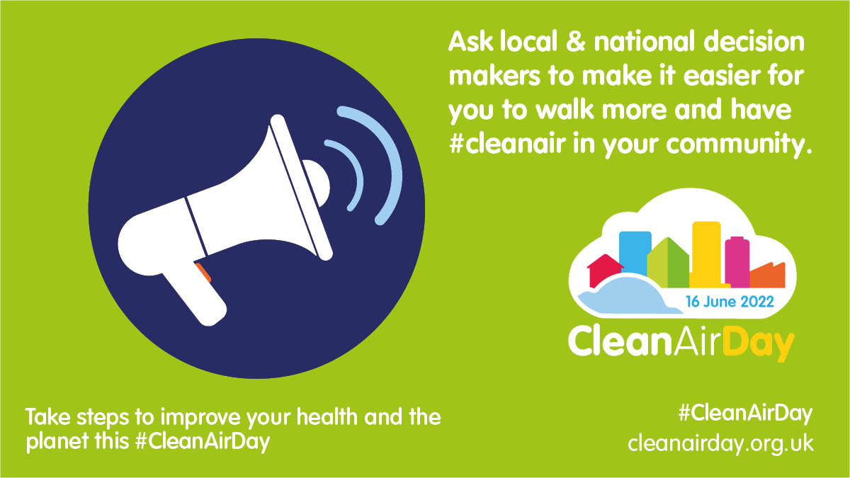 It’s #CleanAirDay! Let's all wise up about #airpollution by learning more about its negative impacts on our health and sharing with others information about the things we can do to help improve #cleanaircheck out <a href="/cleanairdayuk/">Clean Air Campaign</a> to learn more