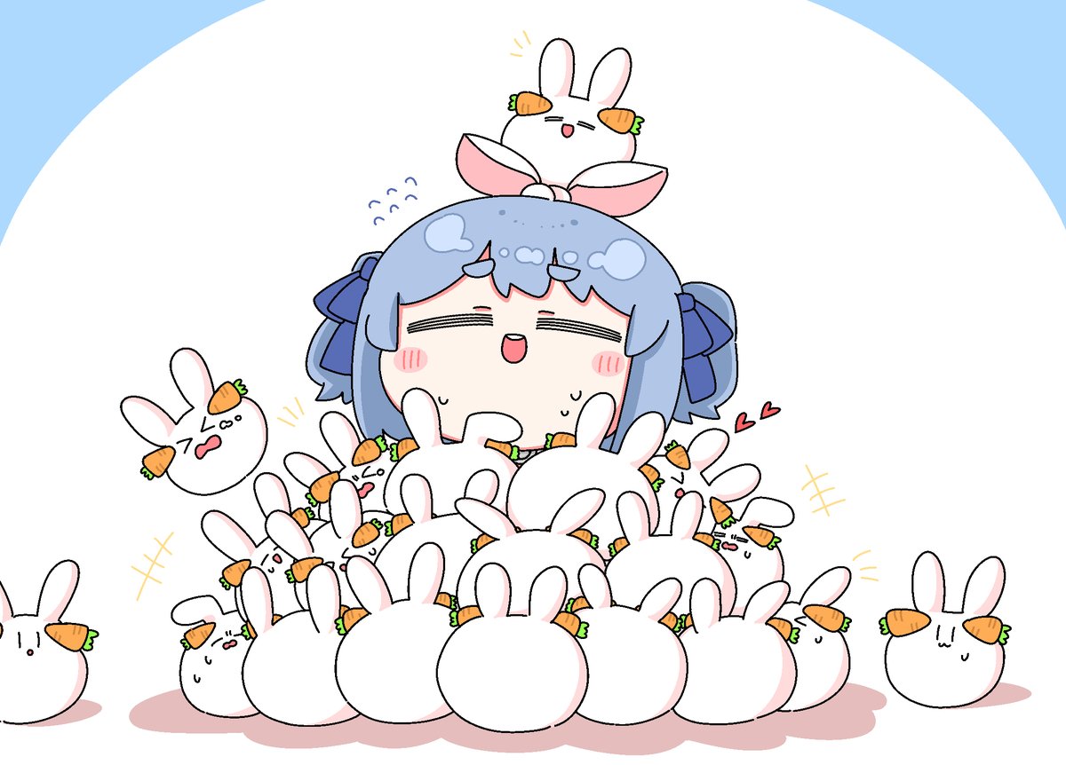 usada pekora 1girl blue hair too many thick eyebrows official alternate hairstyle = = rabbit ears  illustration images