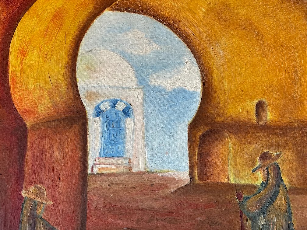 OneSummerDjerba's tweet photo. @OneSummerDjerba is an old "Arabic Style" physical oil paint edition I made a few years back, 
5 paintings turned into a tiny 77 #NFT collection. 
Hope you like it! ✨🫖🏝️🎨
please share if you do! 💕✨

#NFT #NFTartists #nftcollector #NFTcollectible https://t.co/iVK4a0utAG