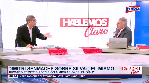 MininterPeru's tweet photo. 🎙 #AHORA | En entrevista con @exitosape, el ministro Dimitri Senmache (@Senmache) brinda detalles de las medidas que adoptó la @PoliciaPeru en el marco de la investigación al extitular del MTC, Juan Silva. https://t.co/jnoLrvj4H2