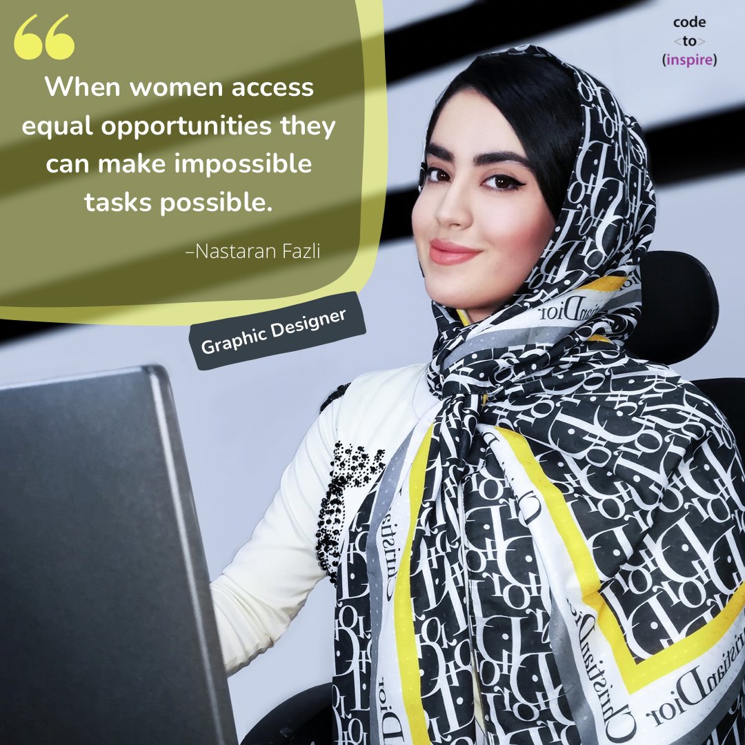 f_forough's tweet photo. “Ignore those that make you fearful and sad.” - Rumi
I'm very proud of @NastaranFH77, one of our talented graphic designers that keep inspiring us by her dedication &amp; hard work. 
Keep up shining Nastaran! 🌟
You are Afghanistan's future. 📚🇦🇫
#LetAfghanGirlsLearn
#AfghanGirlsCode https://t.co/CSgqbu9wYH