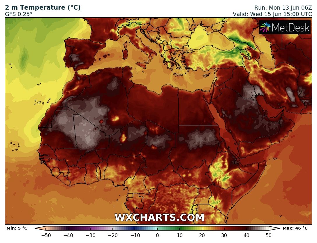 alexmegapc's tweet photo. Quina barbaritat!!, la península formarà part d'Àfrica quasi tota la setmana, la fuetada infernal acompanyada del #bomboinfierno, estem davant una autèntica i prolongada onada de calor, divendres tocarem sostre, però #localoret dels webs no baixarà fins al 19. #meteo https://t.co/Rskl8usW9k