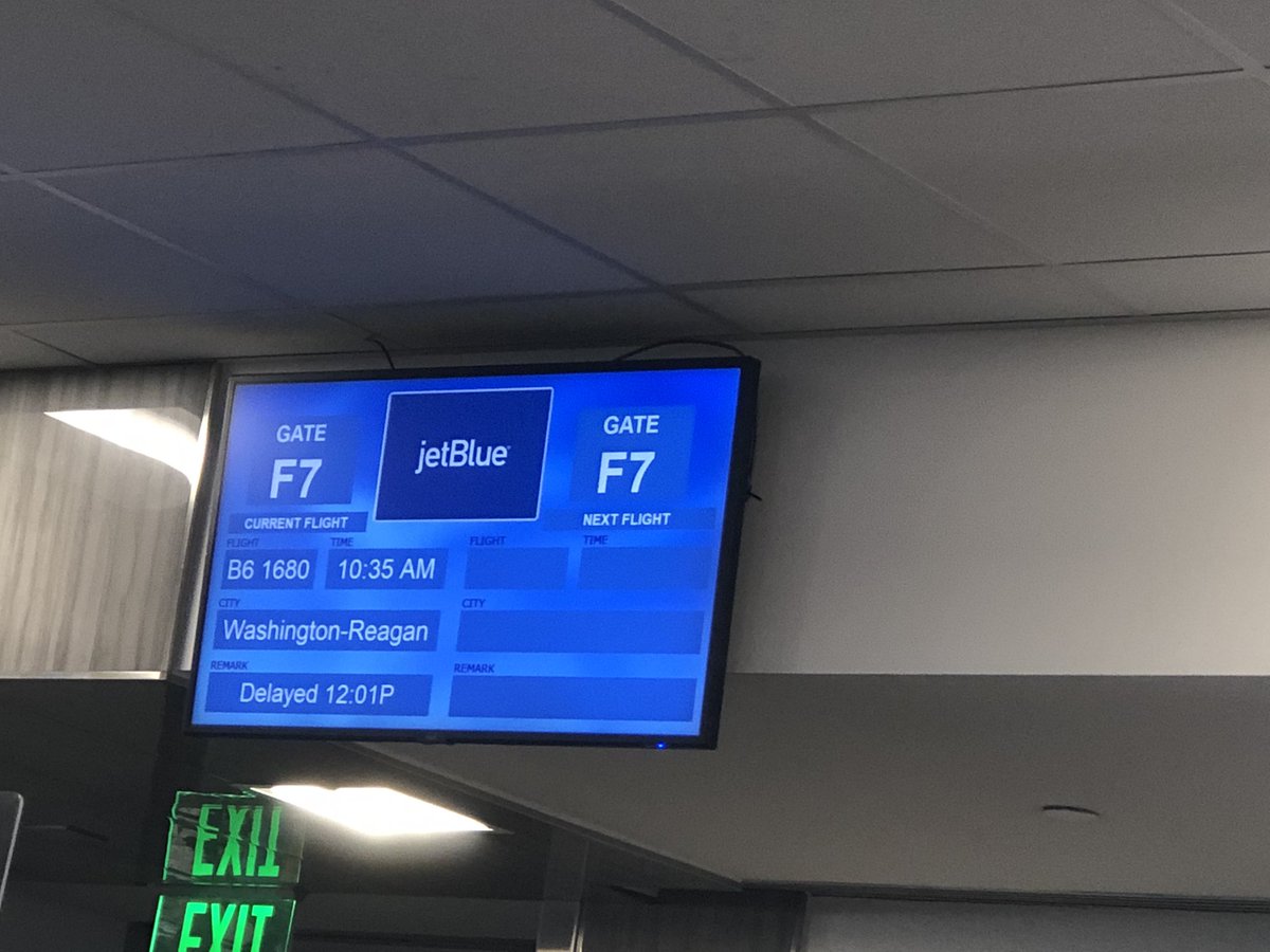 Ptflying's tweet photo. @JetBlue WOW at 9am you figured out you didn’t have a crew ready for a 10:37 departure! Not happy about spending 3 more hrs in airport waiting FLL- DCA.  Communication is critical! https://t.co/JLX1y0339b