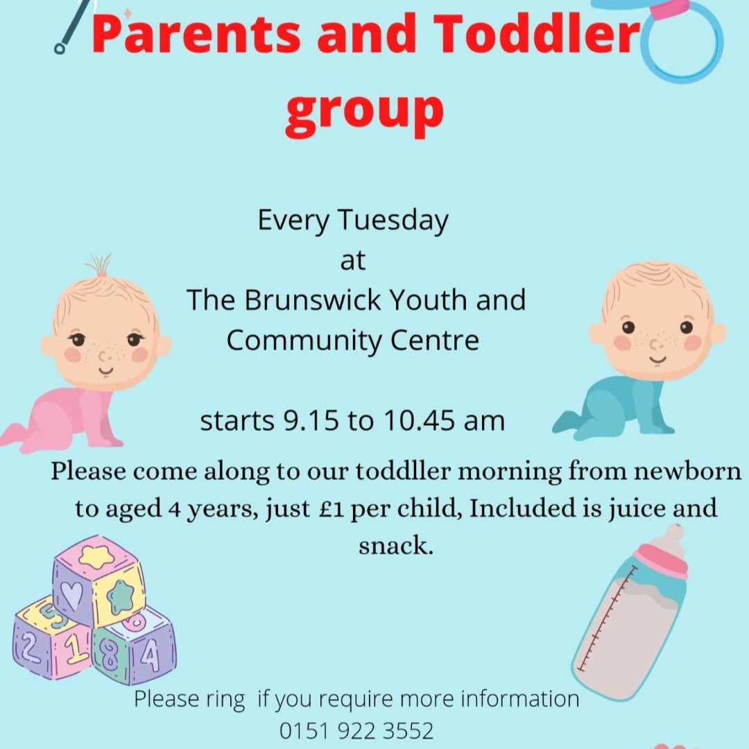 Tuesday Morning Parent and Toddler group here at the Brunswick. 9.15 AM - 10.45 AM
Contact us on 0151 922 3552 if you would like to book a space.