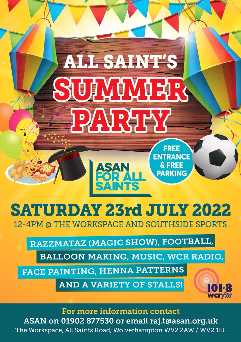 We are currently looking for volunteers to help with the planning of this years All Saints Summer Party. If you are interested, or know someone who is, Contact us on 01902 877530 or email reception@asan.org.uk to get involved! #event #volunteering #wolverhampton #allsaints #party