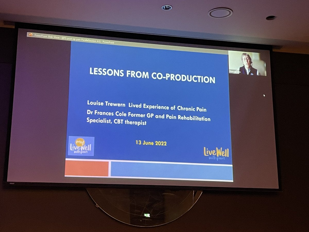BritishPainSoc's tweet image. @BritishPainSoc #bpsasm2022
Dr Frances Cole (GP) and Louise Trewern (chronic pain patient) (both UK) co-presenting on coproduction of @BritishPainSoc ‘Managing pain after your surgery’ booklet.