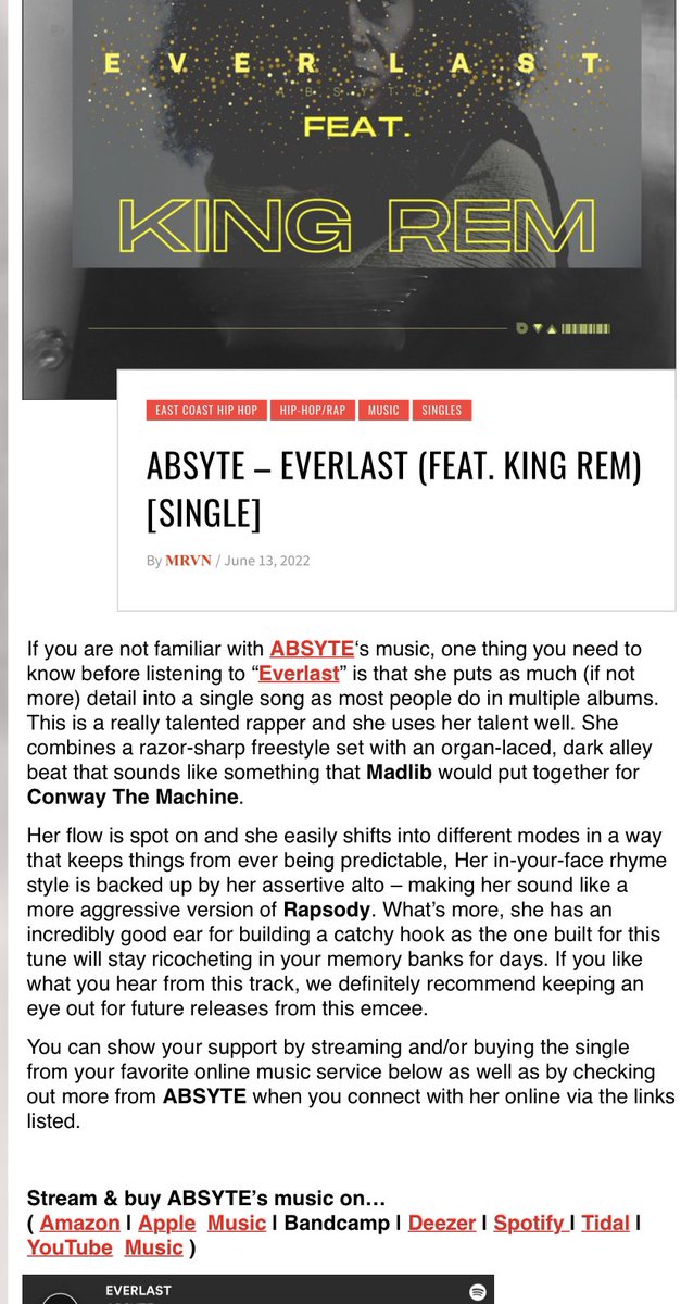 AbsoluteNsyte's tweet photo. What an amazing write up! I’m so honored 🙏🏾❤️ Thank you so much @ItalMassive ❤️ #Absyte #Everlast #KingRem ❤️ https://t.co/1wDfGI5gwz